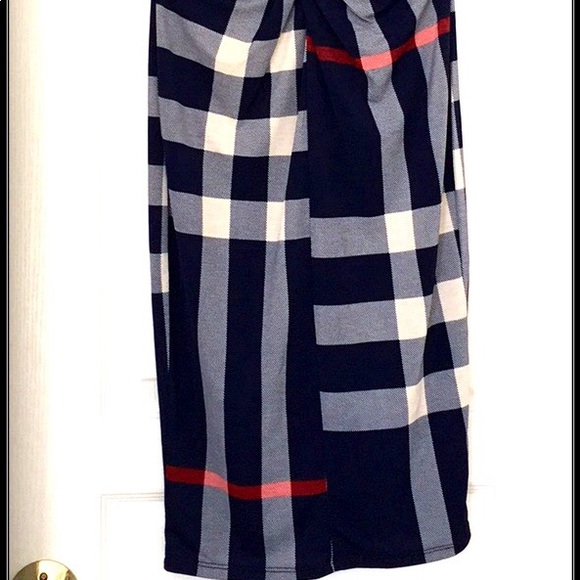 Navy, red & ivory midi dress.  NWT. - Picture 7 of 8